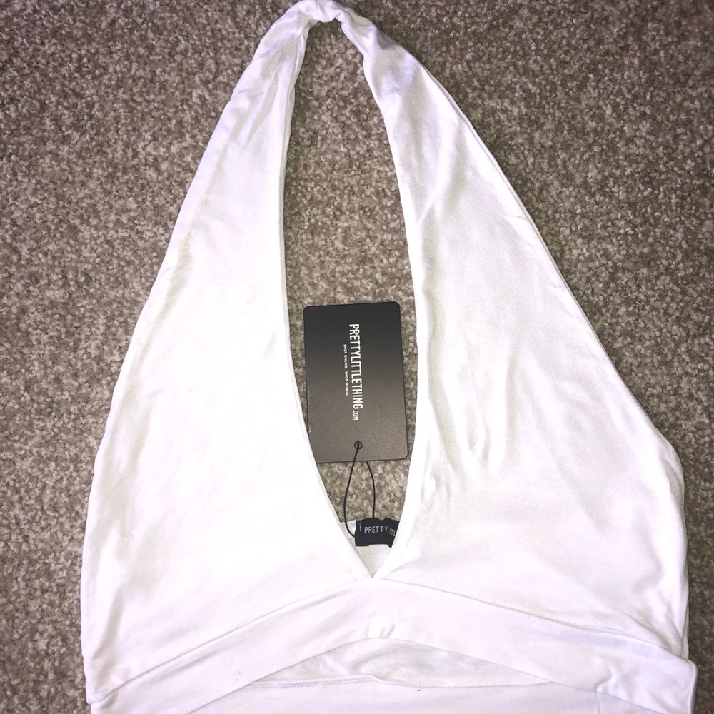 All white halter top